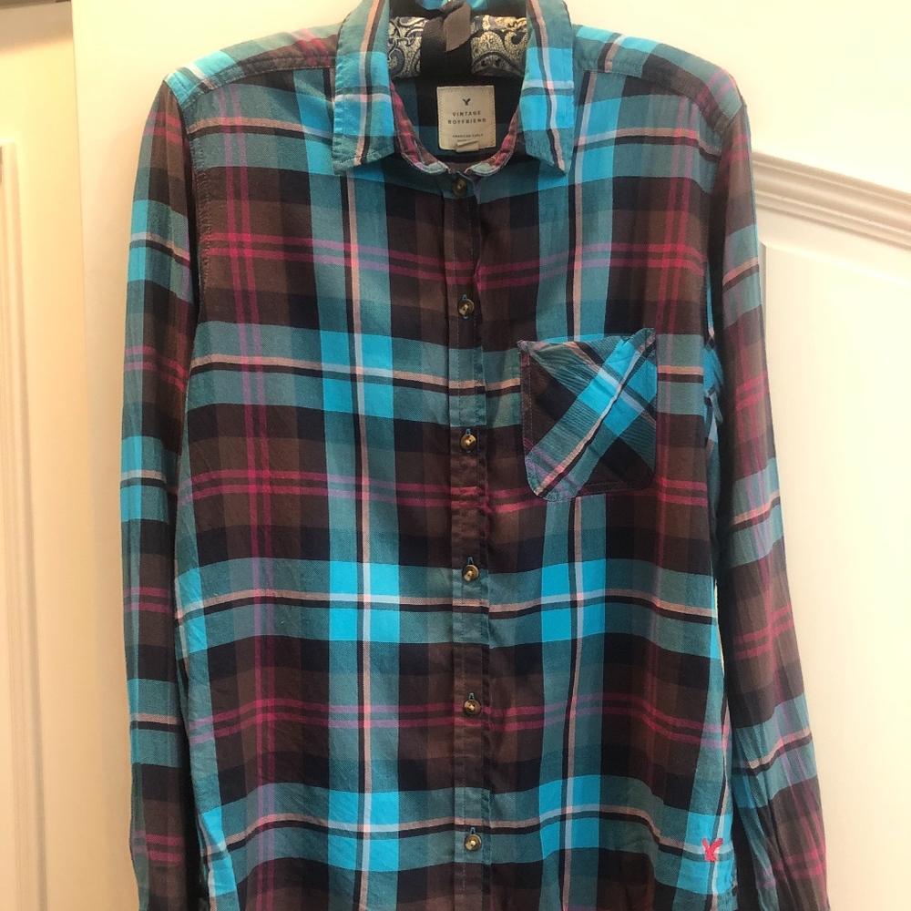 Flannel Plaid Button Down American Eagle